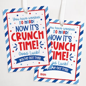 Crunch Time Gift Tag, Chocolate Bar Printable Tag, Digital Download, Test Taking, Student, Good Luck Tag | T0002 - Digital file only