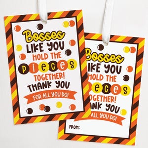Boss Appreciation Candy Gift Tag, Candy Printable Tag, Digital Download, Bosses Gift, Pieces Candy Thank You | T0003 - Digital file only