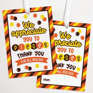 We Appreciate You To Pieces Gift Tag, Candy Printable Tag, Digital Download, Appreciation Gift, Pieces Candy Tag | T0003 - Digital file only