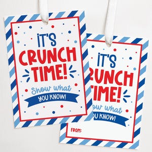 Crunch Time Gift Tag, Chocolate Bar Printable Tag, Digital Download, Test Taking, Student, Good Luck Tag | T0002 - Digital file only