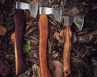Hand Forged Viking Ragnar Axe – Camping Hatchet with Leather Sheath, Medieval Battle Axe Gift for Him