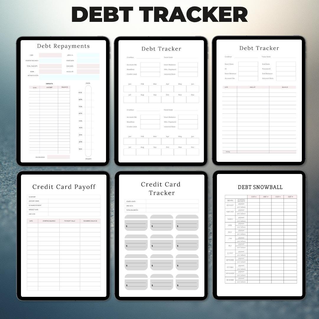 Debt Tracking System Debt Tracker Bundle PDF | Debt Payoff and Credit Card Trackers | A4 (8 ...