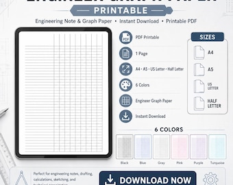 Engineering Graph Paper | Technical Drawing Grid, Blueprint Style (Instant Download)