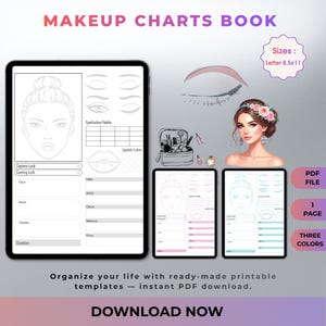 Makeup Face Chart Practice Sheet | Artist Beauty Planner (Digital Download)