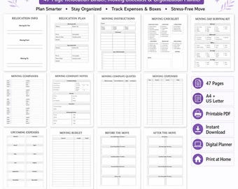 Moving Planner Printable | Relocation Checklist Organizer (A4, US Letter)