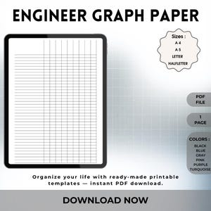 Engineering Graph Paper | Technical Drawing Grid, Blueprint Style (Instant Download)