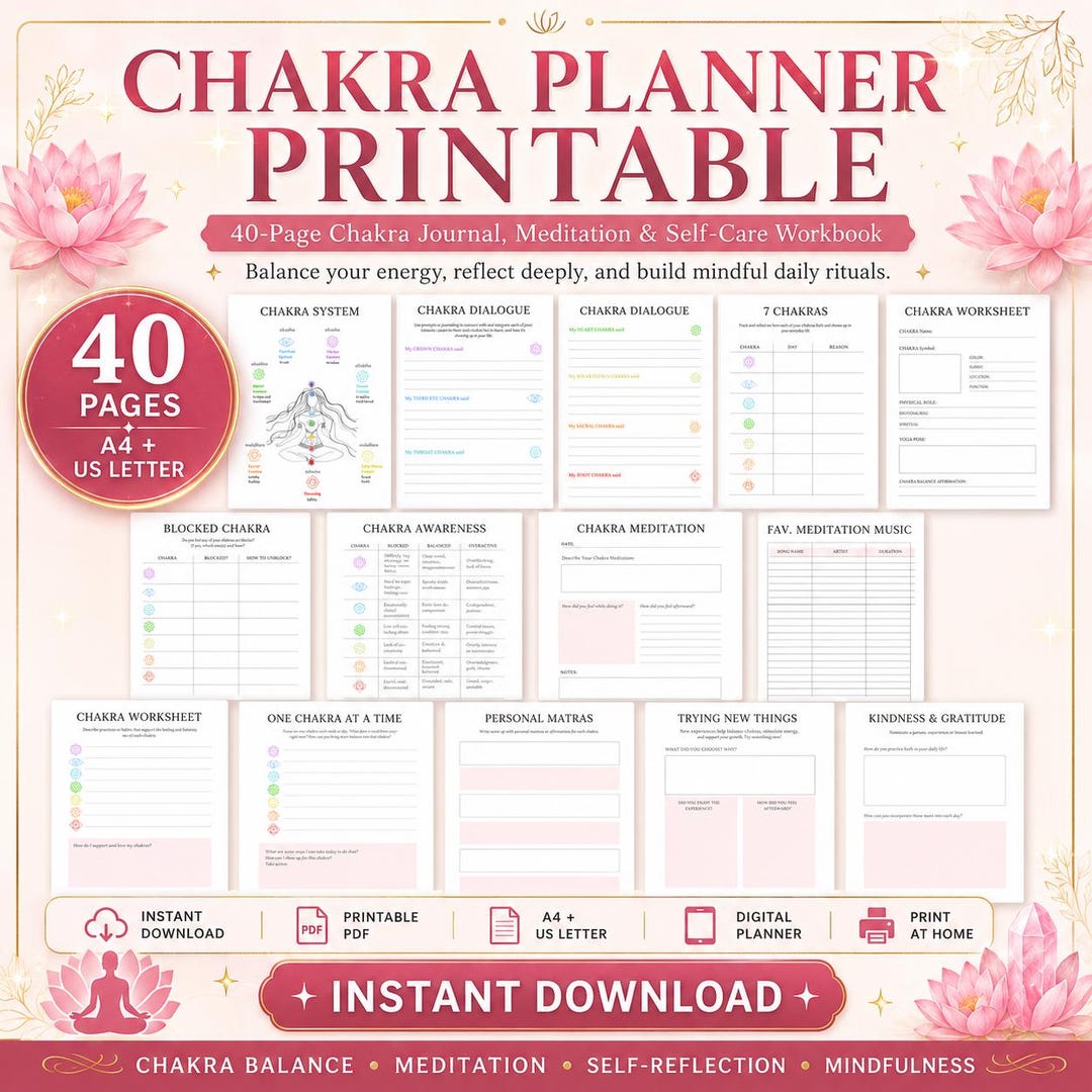 Chakra Journal Printable | Spiritual Meditation Workbook (PDF) - Etsy