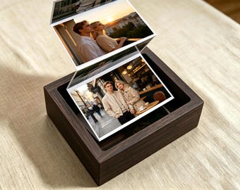 Álbum de fotos extraíble, caja de fotos de madera personalizada, caja de recuerdos personalizada, caja de madera para baratijas, marco de fotos de madera personalizado, caja de sombras, regalo