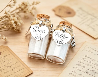 Frasco para guardar pelo de mascota, botella conmemorativa personalizada con etiqueta de nombre, pequeño frasco de vidrio para regalo por la pérdida de un perro o gato, regalo personalizado para recordar a tu mascota