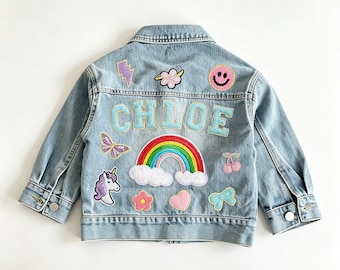 Customized children's denim jacket, personalized letter denim jacket, children's patch jacket with name, children's birthday gift