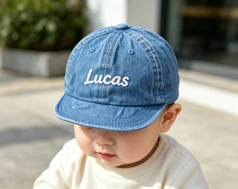 Gorra de béisbol personalizada para bebé, gorra con nombre bordado a medida, gorro infantil con efecto vintage, gorro para bebé, accesorio para fotos de recién nacidos, regalo para baby shower