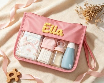 Bolsita personalizada para bebé, regalo para mamá primeriza, regalo para niño pequeño, bolsa transparente con cremallera, bolsa impermeable para bebé, organizador de pañales.