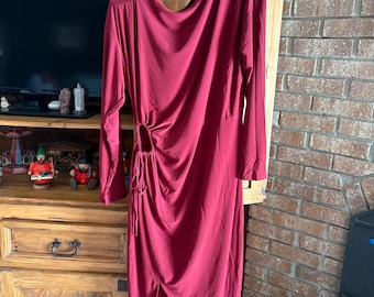Burgundy dress … never worn … wash and  hang dry no ironing