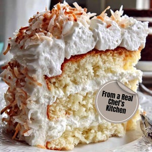 Ultra Fluffy Coconut Cloud Cake Recipe PDF Download Instant Digital Printable Coconut Dessert Homemade Cake Recipe Download Easy Cake Recipe