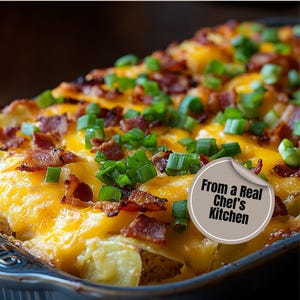 Easy Loaded Baked Potato Casserole Recipe PDF Download Digital Comfort Food Dinner Side Dish Printable Instant Cheesy Bacon Potato Bake