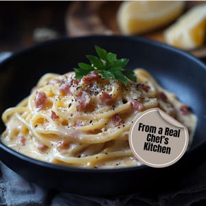 Easy Best Spaghetti Carbonara Recipe Printable PDF Download Digital Pasta Recipe Dinner or Lunch Idea Italian Classic Instant Download Meal