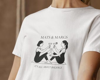 Mats & Margs, Black and White Pilates T-Shirt (UK/EU Only)