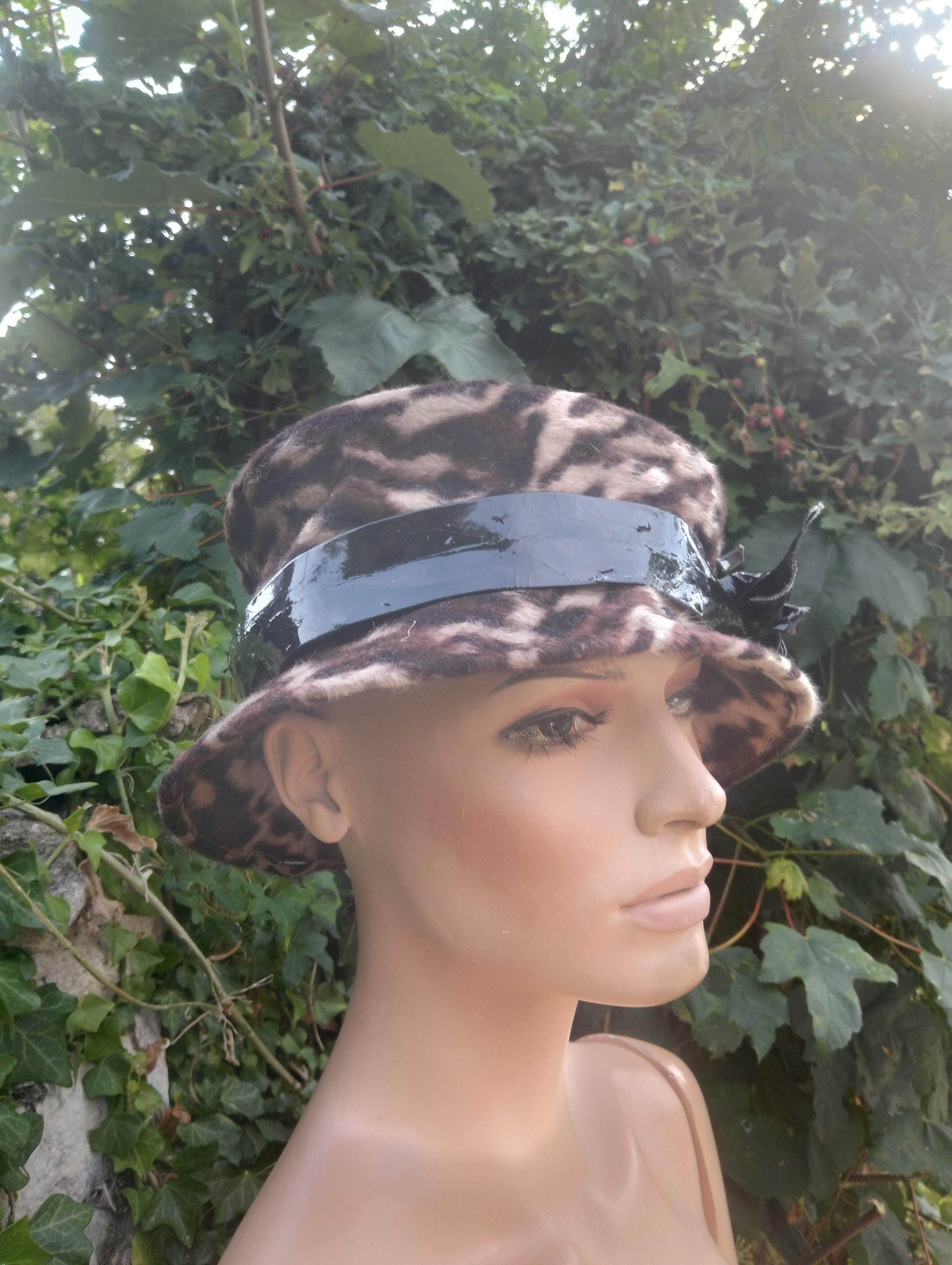 with Hat Print Leopard Treacy Phillip Vintage フィリップ・トレーシー　ハット　アニマル柄 Bow 日本 Etsy - 帽子