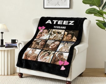 ATEEZ Yeosang Personalized Blanket, Kpop Fleece Throw, Stylish Bedroom Decor for Atiny