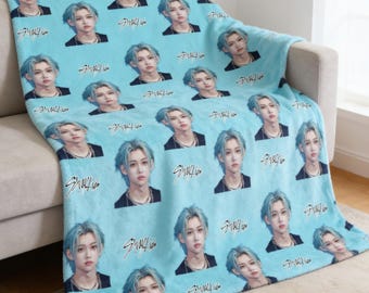 Stray Kids Felix Blanket SKZ Merch, Felix Fleece Throw Blanket, Kpop Room Decor, Plush Gift for Stay, Lee Felix Fan Gift