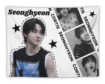 Corrtis Seonghyyeon Tapestry, Custom Home Decor Gift for Seeonghyeon Fans, Kpop Room Aesthetic Wall Hanging, Corrtis Fan Gift, Concert Merch
