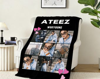 Wooyoung Blanket, ATEEZ Personalized Fan Gift, Custom Kpop Throw Blanket,  Room Decor for Atiny