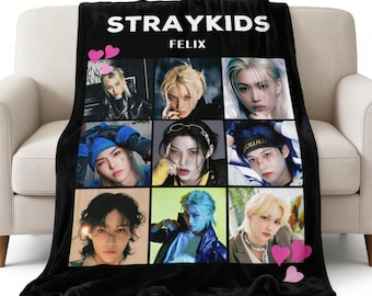 Felix Stray Kids Blanket Stay Kpop Fan Throw, SKZ Felix Flannel Blanket, Straykids Merch Gift, Kpop Idol Felix Cozy Blanket