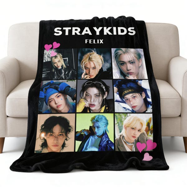 Felix Stray Kids Blanket Stay Kpop Fan Throw, SKZ Felix Flannel Blanket, Straykids Merch Gift, Kpop Idol Felix Cozy Blanket