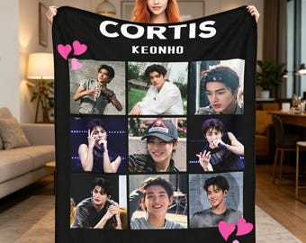 Manta personalizada de Keonho CORTIS, regalo personalizado de Kpop, manta de franela con collage de fotos de Keonho, regalo personalizado con nombre para ella.