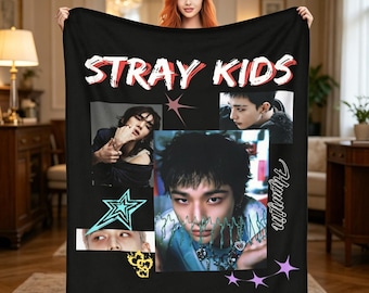 Stray Kids Hyunjin Blanket, Custom SKZ Stay Gift, Skz Hyunjin Fleece, SKZ Fan Art, Stay Birthday Gift
