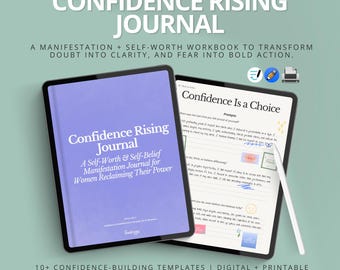 Confidence Rising Manifestation Journal | Self-Worth & Self-Belief Digital Planner | Printable GoodNotes Journal PDF | Mindset Workbook