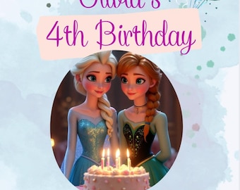 Frozen-verjaardagsfeestset: uitnodiging, standaard, spandoek en clipart