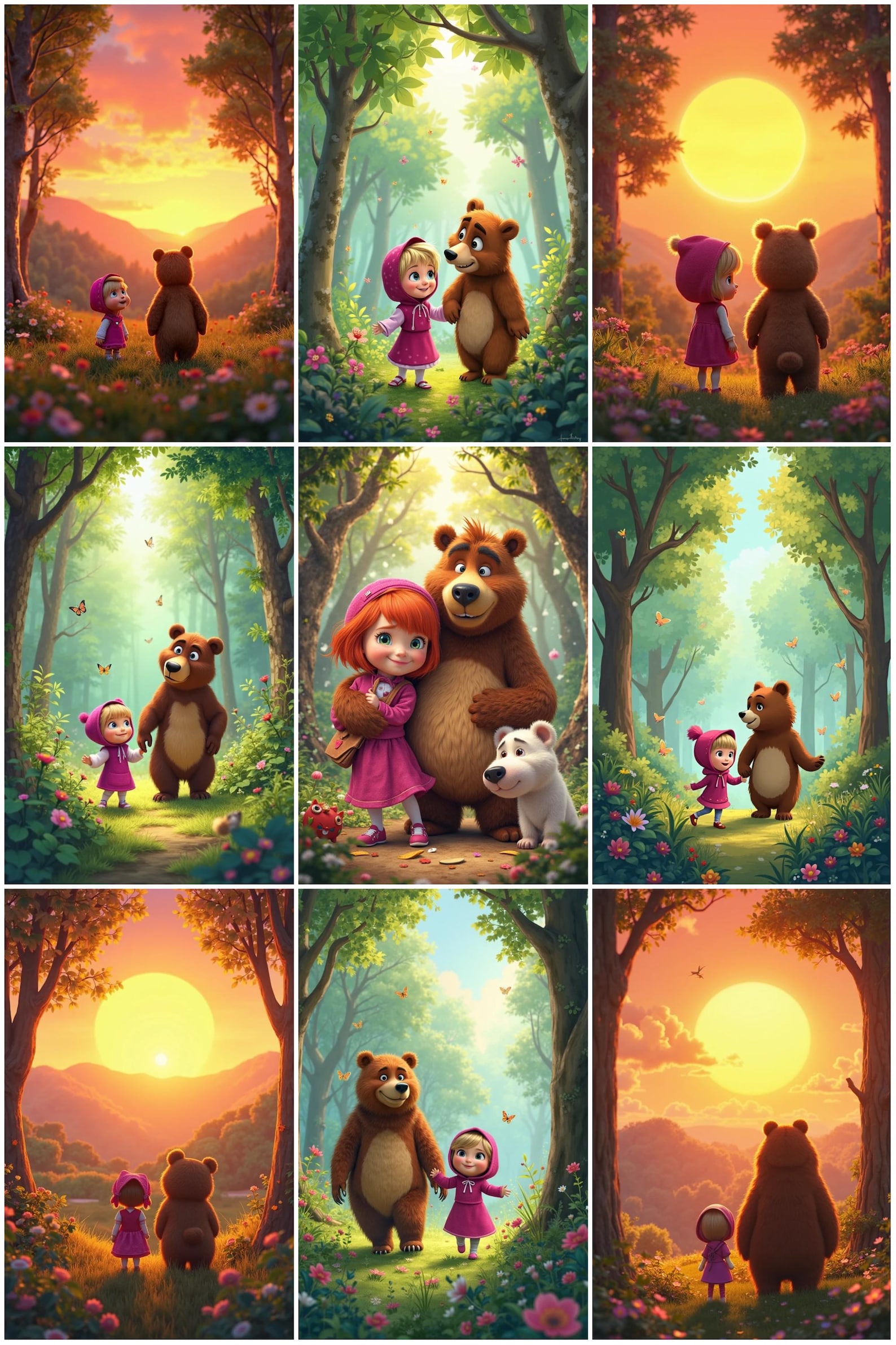 Masha and the Bear Clipart Set. Digital Files for Themed Party - Etsy