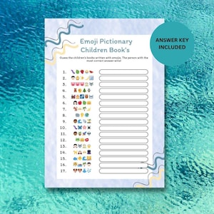 Children&#39;s Book Emoji Pictionary Game | Emoji Game | Emoji Pictionary | Trendy | Summer Fun Game | Printable | Digital Download