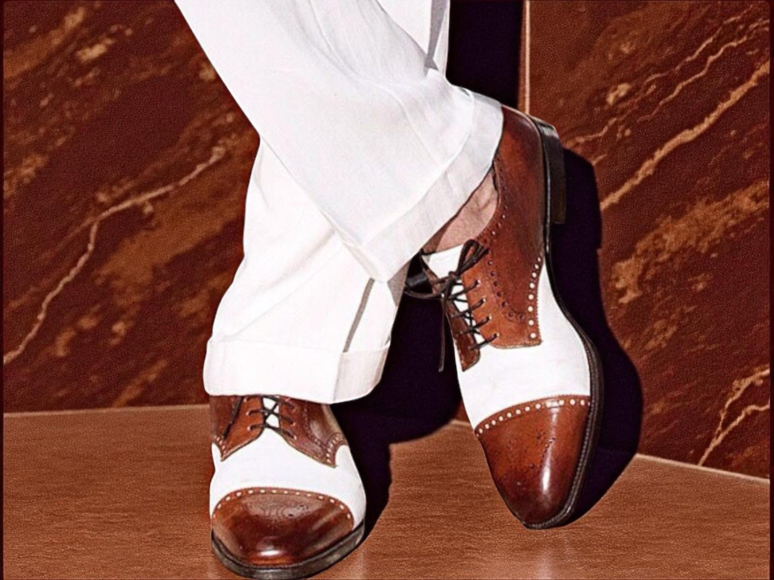 Chaussures Oxford Homme Forzieri Bicolore (bleu/marron) - Cuir Artisanal - Bout D'aile - Taille UK 9