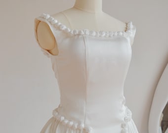 Ivory Silk Wedding Corset/Women Bustier/Bridal Corset/2 Pieces Wedding Top/Short Lace  Skirt