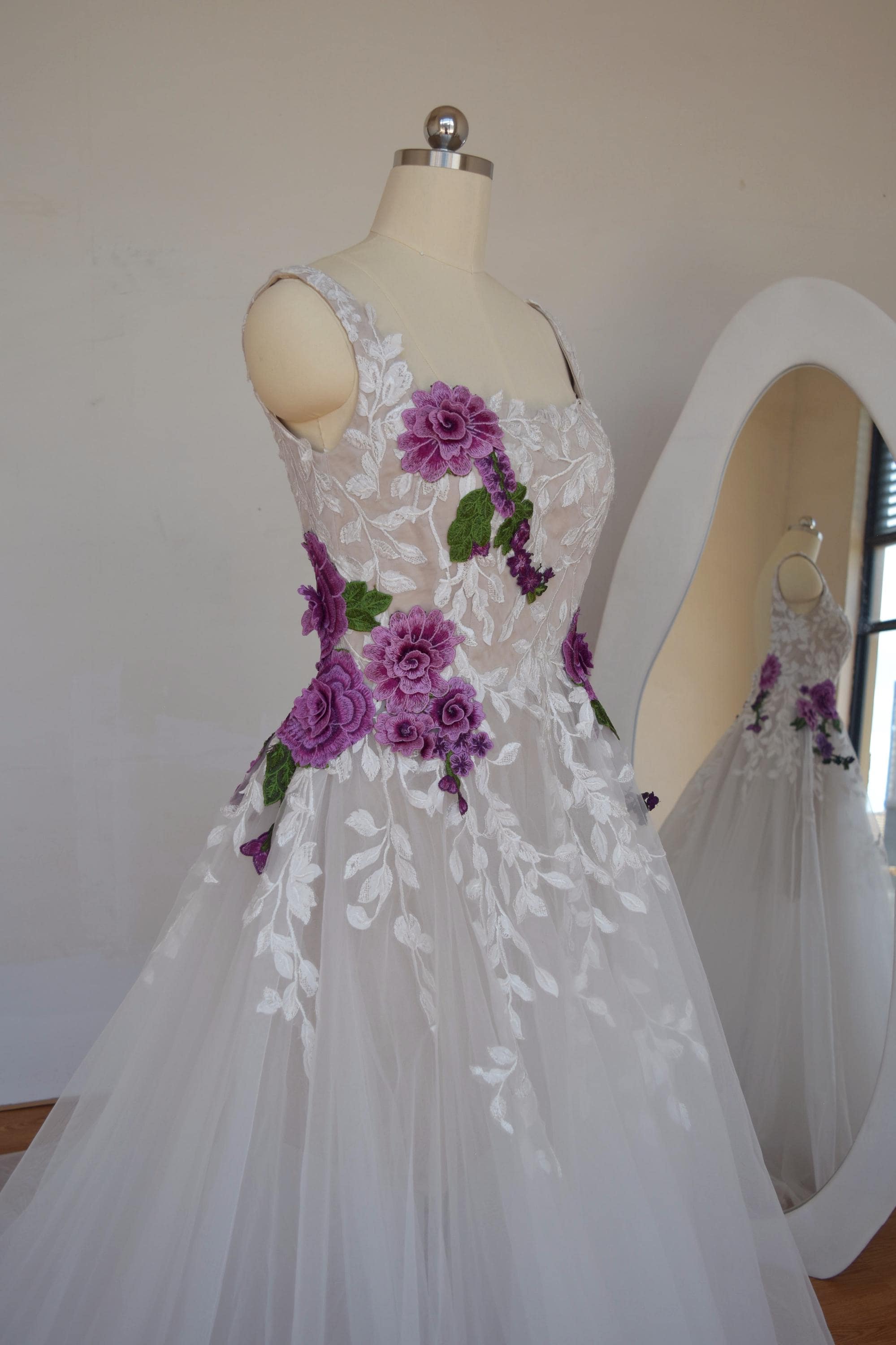 White Wedding Dress With Purple Accents - Etsy