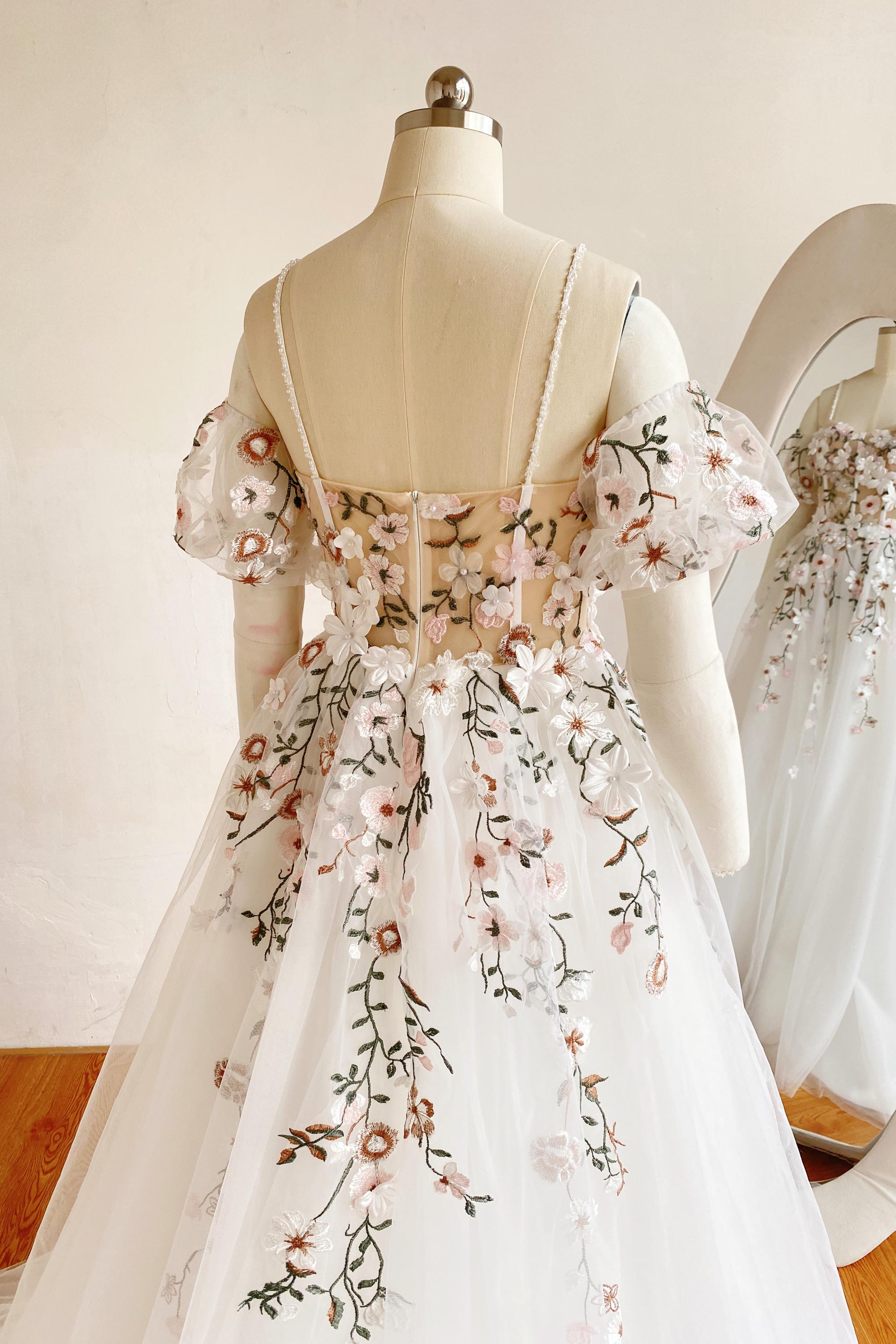 embroidered knee length dress Dresses SELF PORTRAIT