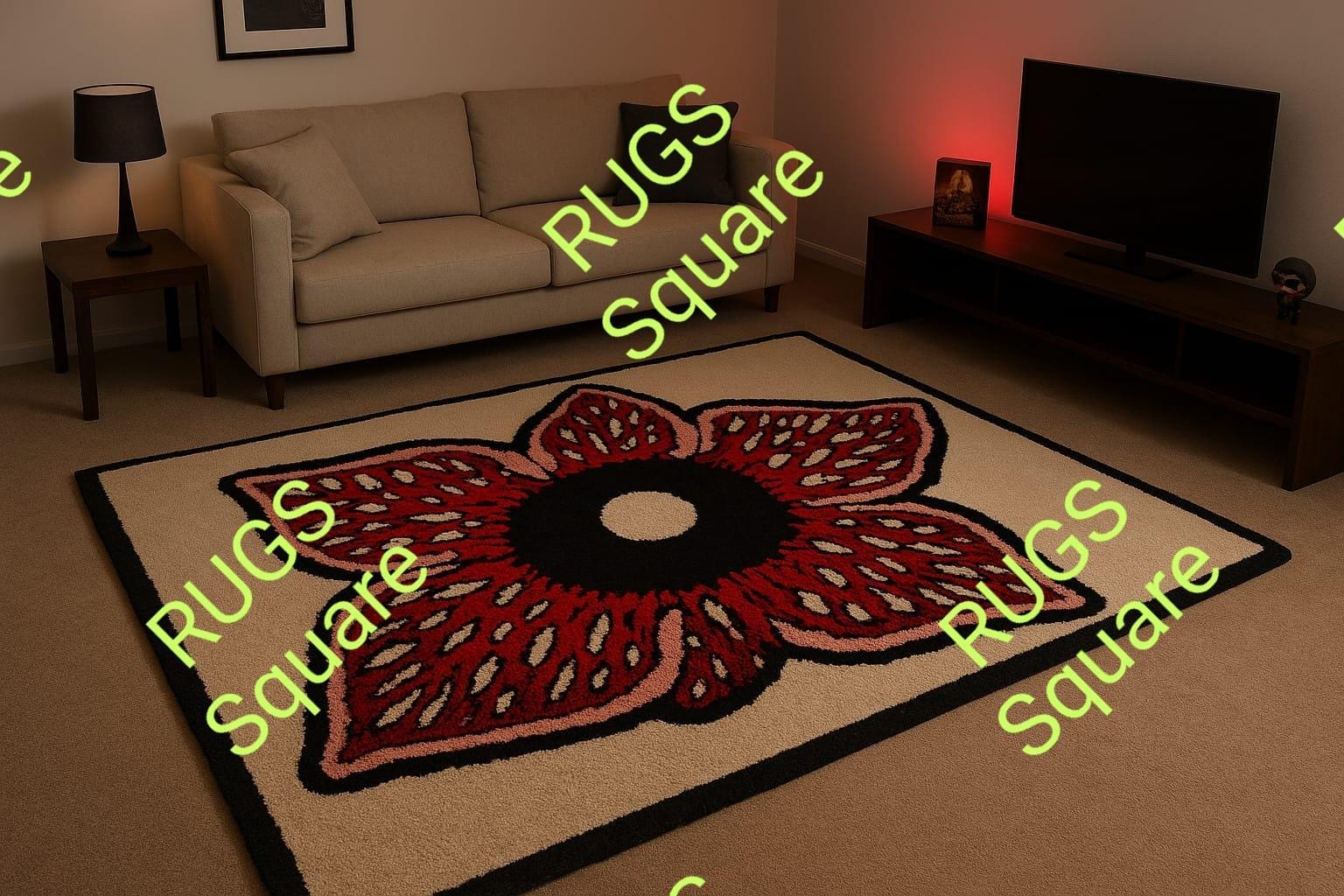 Stranger Things Rug Ideas Hand-tufted Stranger Thing Wool Area Rug: Modern Oushak Design, Red ...