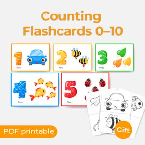 Montessori Counting Flashcards 0-10: Preschool Math Activity (PDF Download)