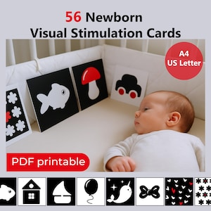 Black and White Baby Flash Cards | High Contrast Visual Stimulation Cards for Newborns | Montessori Infant Sensory PDF