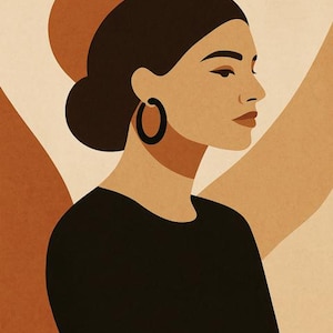 Mid-Century Modern Woman Portrait No 2– Minimalist Female Wall Art, Digital Download Printable Poster
