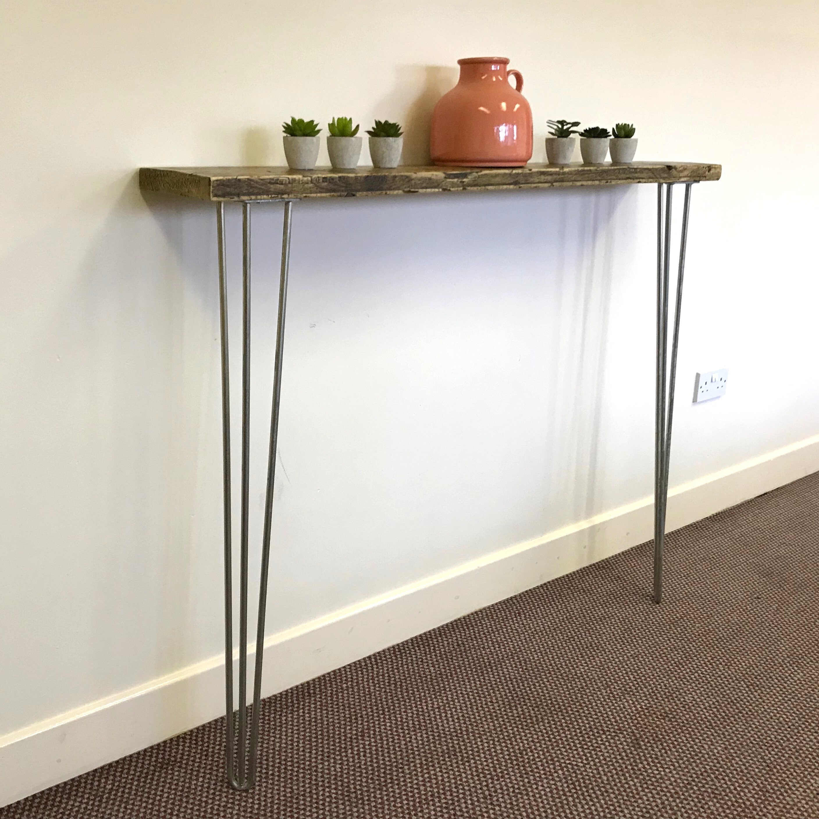 Scandi Console Table With Raw Steel Hairpin Legs Hall Tables Etsy