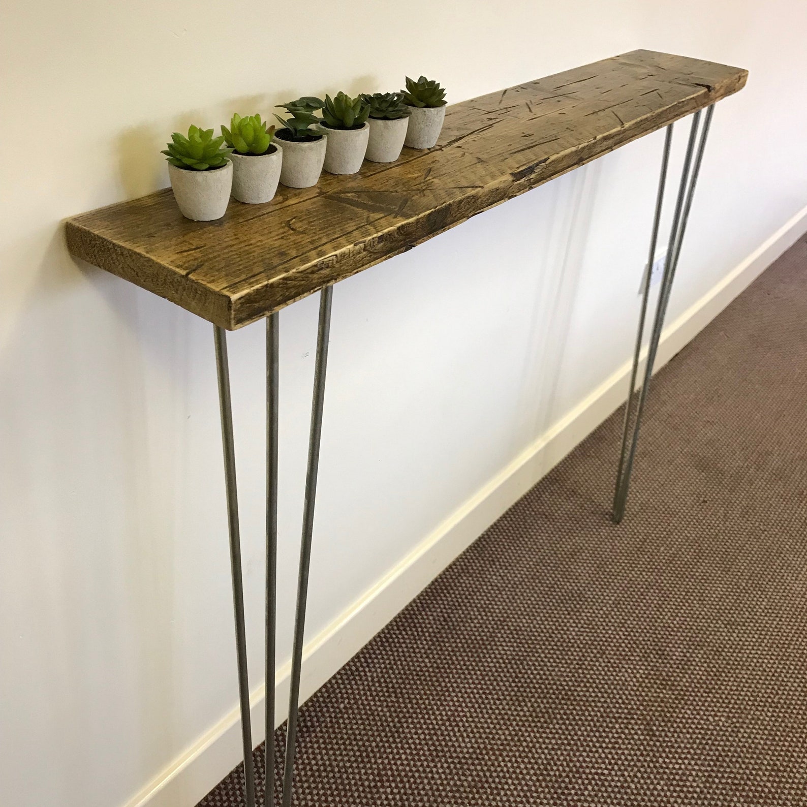 Scandi Console Table With Raw Steel Hairpin Legs Hall Tables Etsy