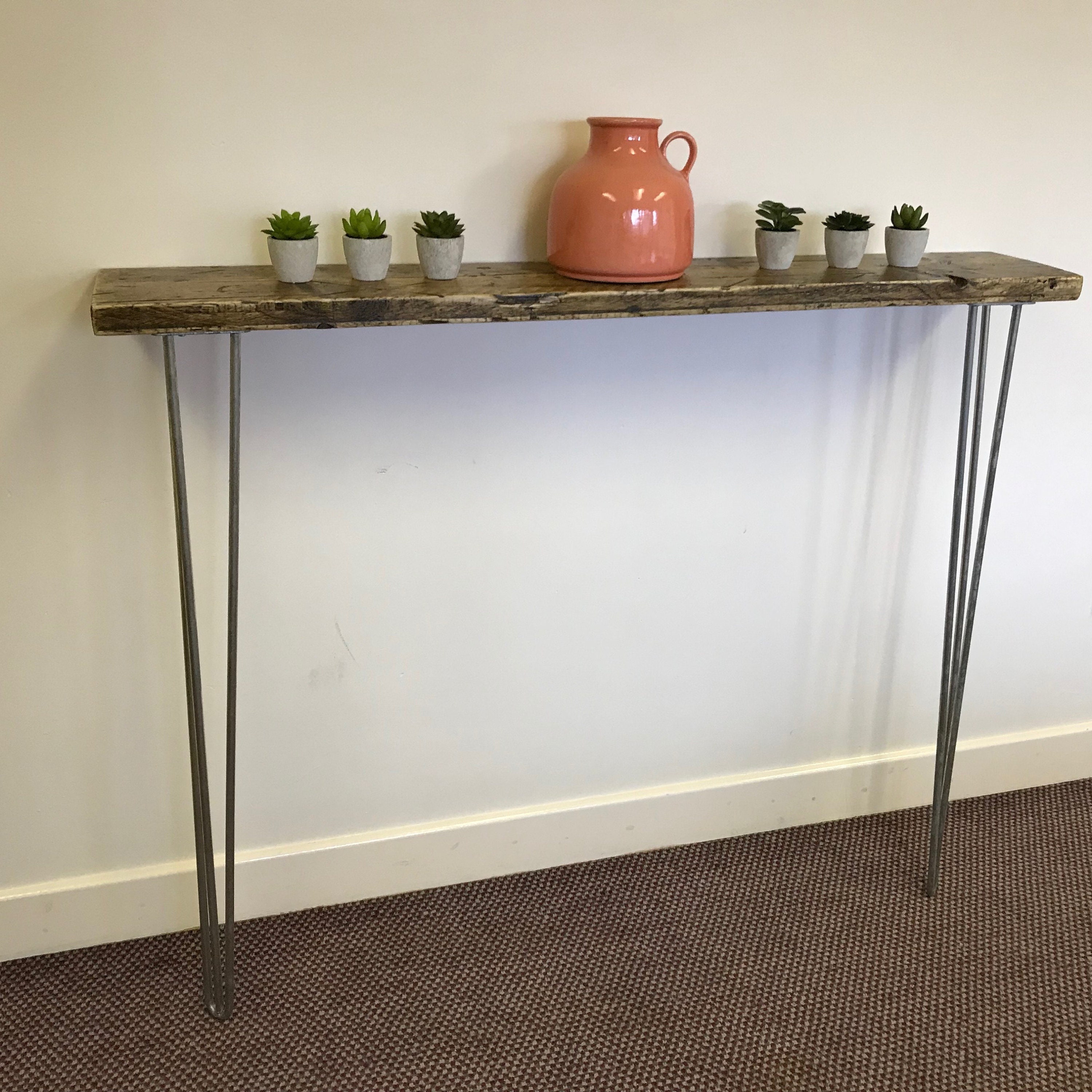 Scandi Console Table With Raw Steel Hairpin Legs Hall Tables Etsy