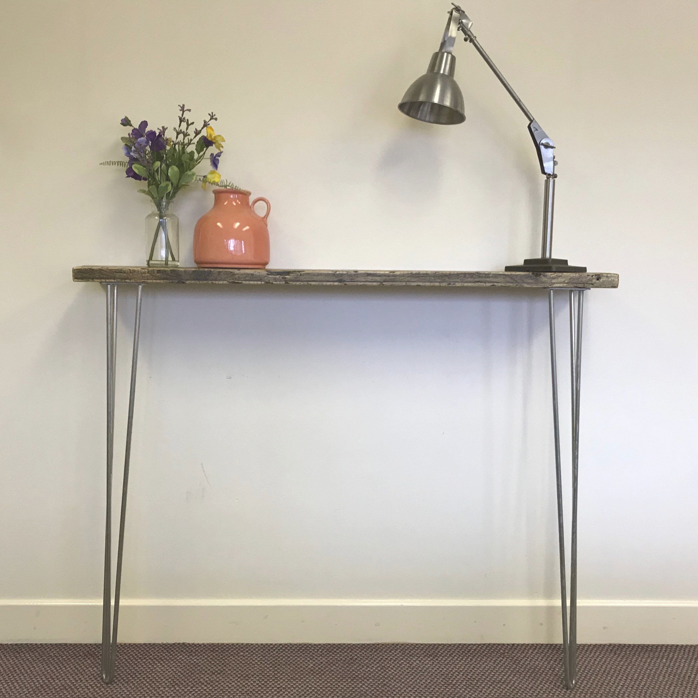 Scandi Console Table With Raw Steel Hairpin Legs Hall Tables Etsy