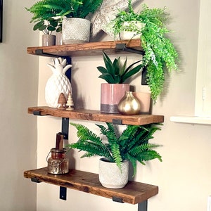 Rustic Wooden Shelf Scaffold Board Industrial Style Shelving Reclaimed Wood Handmade Custom Bookshelf image 1