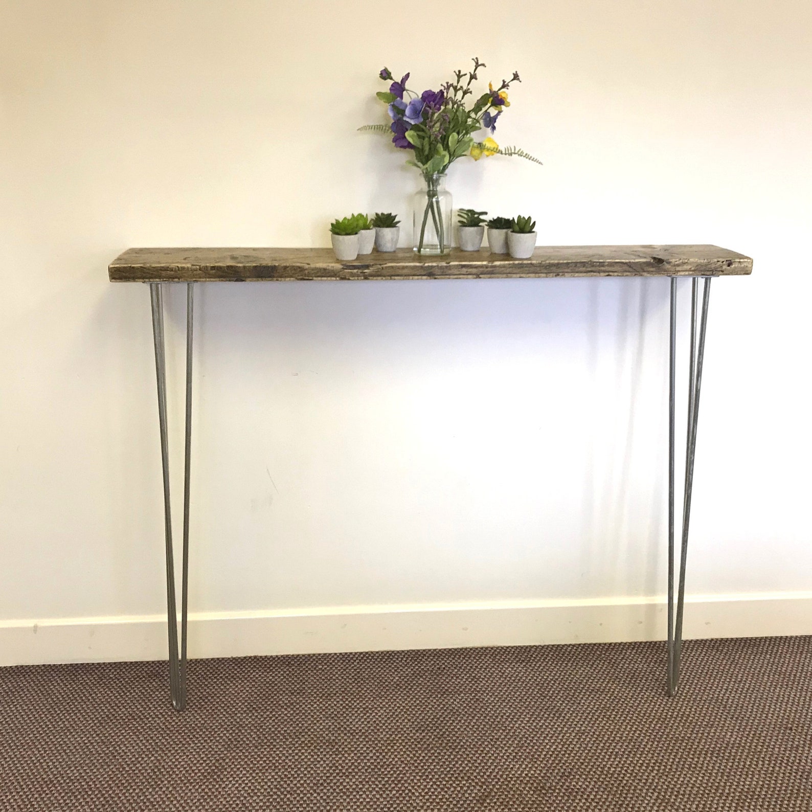 Scandi Console Table With Raw Steel Hairpin Legs Hall Tables Etsy