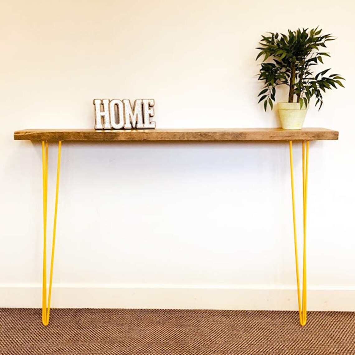 Yellow Console Table With Hairpin Legs Hallway Furniture Etsy