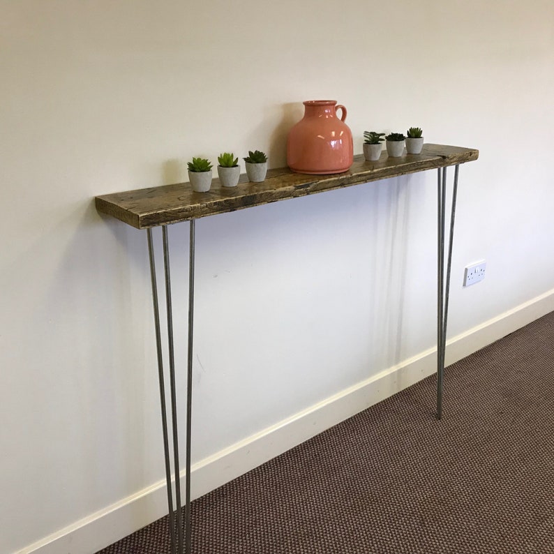 Scandi Console Table With Raw Steel Hairpin Legs Hall Tables Etsy